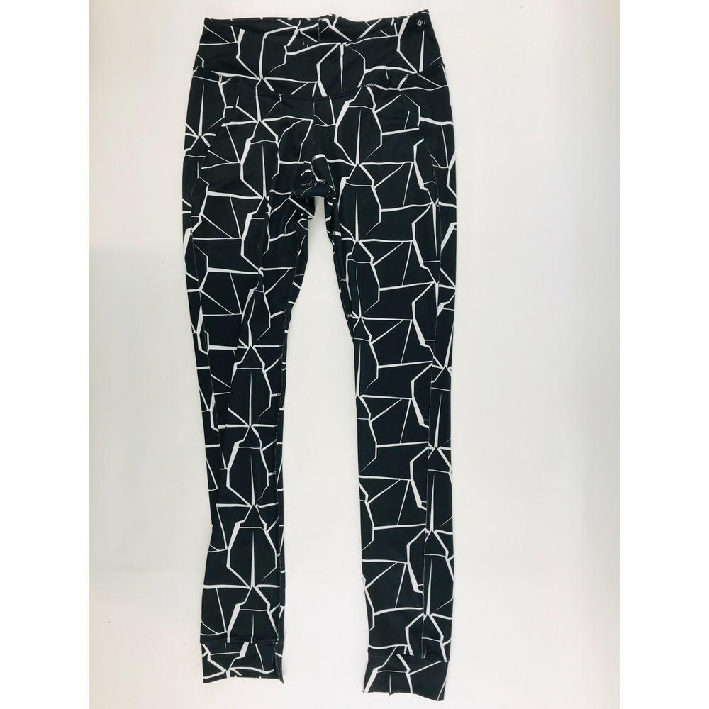 Satva Yoga Pants Women's Size S Black Athletic Wear Stretch Geometric pattern